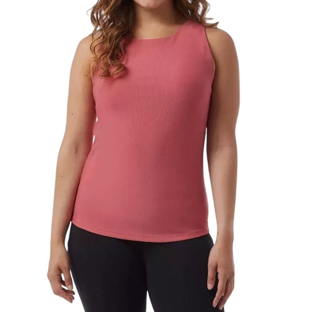 32 Degrees Cool Women’s  Rose Soft Ribbed Fabric with Built-In-Bra Top Medium